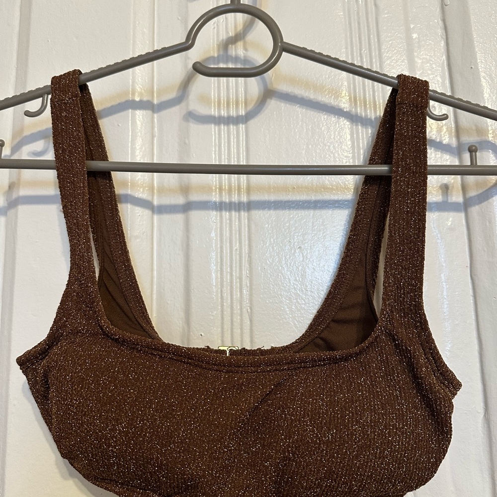 XS Brown Shimmery Swim Top